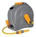 HOZELOCK - 2-in-1 Compact Hose Reel 25m : Portable or Wall-mounted Reel, Easy Rewind Function, Supplied with Nozzle, Fittings and Fixings [2415R0000]