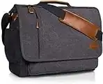 ESTARER Computer Messenger bag Water-resistant Canvas Shoulder Bag 15.6 Inch Laptop for Travel Work, Grey