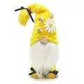 CAVLA Bumble Bee Gnomes Plush Elf Decorations Yellow Handmade Honey Bee Gnome Scandinavian Tomte Swedish Nisse for Spring Summer Home Table Ornament