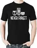 Witty Fashions Never Forget Floppy Disk VHS Cassette Tape Music Men's T-Shirt (Black, X-Large)