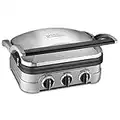 Cuisinart CGR-4NEC 5-in-1 Griddler in Silver with Reversible Nonstick Grill/Griddle Plates