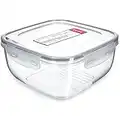 KADAX Conteneur alimentaire avec couvercle, click-it, conteneur alimentaire en plastique, micro-ondes, congélateur, conteneur de stockage, hermétique, transparent/gris (carré 2,4L)