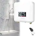 BLANKX Instant Water Heater Mini Electric Tankless Water Heater 5500W 7500W 110V 220V, On Demand Hot Water Heater Digital Display,for Sinks Residential Whole House Shower,White-7500Wto220V