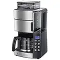 Russell Hobbs Kaffeemaschine mit Mahlwerk Glaskanne [Digitaler Timer, Brausekopf für opt. Extraktion & Aroma] Grind&Brew (max 10 Tassen, 3-stufige Mahlgradeinstellung) Filterkaffeemaschine 25610-56