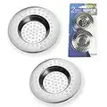 Rubigo Kitchen Sink Strainer Plug Stainless Steel Hole Cover, Bathtub/Shower Drain Cover Hair Catcher Sink Stopper Drain Filter for Kitchen/Bathroom 7.7cm Diameter (90 Hole) 2pk/4pk (2)