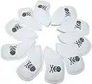 mamimamih Golf 10pcs fundas para cabezas de hierro de golf palo de golf, diseño de calavera ajuste todas las marcas Titleist, Callaway, Ping, Taylormade, Cobra, Nike, etc., blanco