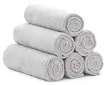 S&T INC. Microfiber Gym Towels for Sweat, Yoga Sweat Towel for Home Gym, Microfiber Workout Towels for Gym, 360gsm, Light Grey, 16 Inch x 27 Inch, 6 Pack