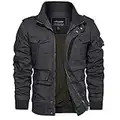 EKLENTSON Herren BomberJacke Fligerjacke Blouson Früling Herbst Multi Taschen Männer, (Grau, XL)