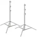 Neewer 2 Piezas luz Soporte Kit, 114 cm/260 cm de Acero Inoxidable Resistente con (1/4 A 3/8 Adaptador Universal para Studio de luz, Monolight y Otros Equipo fotográfico