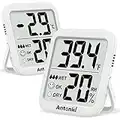 Antonki Room Thermometer for Home, 2 Pack Digital Temperature and Humidity Monitors, Indoor Hygrometer Sensor, Humidity Gauge, Humidity Meter for Baby Room, Terrarium, Incubator, Greenhouse