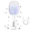 Bug Zapper Racket with Attractive Purple Lamp Light,oSZANQo Electronic Mosquito Killer 3-Layer Protection, Electric Fly Swatter 3000V with USB Rechargable