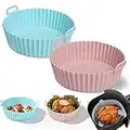 Air Fryer Silikon Topf,wiederverwendbar,Universal Luftfritteuse Korb, lebensmittelechtes Silikon Ofen Zubehör,Für Backofen,mikrowelle Kuchenbackform, Dampfgarer Usw (blue-pink)