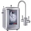 Ready Hot 41-RH-200-F560-BN Instant Hot Water Dispenser System, 2.5 Quarts, Manual Dial Dual Lever Hot and Cold Water Faucet Brushed Nickel