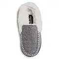Lucky Brand Boy's Faux Wool A-line House Shoes for Kids, Memory Foam Slippers, Grey/White, 6