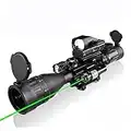 XOPin 4-16x50AO Rifle Scope Combo Dual Illuminated with Green Laser Sight 4 Holographic Reticle Red/Green Dot for Weaver/Rail Mount