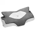 Elviros Cervical Contour Memory Foam Pillow for Neck Pain Orthopedic Neck Pillow for Shoulder Pain Ergonomic Head Neck Support Pillow for Side/Back/Stomach Sleepers with Removable Cover (Dark Grey)