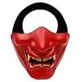 ATAIRSOFT Halloween Costume Cosplay BB Gun Evil Demon Monster Kabuki Samurai Hannya Oni Half Cover Airsoft and Prop Mask (Red)