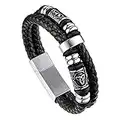 bandmax Keltische Knoten Lederarmband Herren Viking Armband Kompass Lederarmband Flechtarmband mit Magnetverschluss Manschette Armband Wikingerschmuck Länge 23 CM