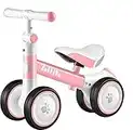 JOLLITO Vélo d'équilibre pour bébé, vélo réglable pour bébé de 12 à 24 Mois avec 3 Roues silencieuses, Jouet d'équitation pour garçons et Filles de 1 an (Pink, Upgrade) (Pink)