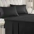 Queen Size Sheet Set - 4 Piece Set - Hotel Luxury Bed Sheets - Extra Soft - Deep Pockets - Easy Fit - Breathable & Cooling Sheets - Wrinkle Free - Comfy - Black Bed Sheets - Queens Sheets – 4 PC