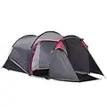 Outsunny 2-3 Person Tunnel Tent with Sewn-in Groundsheet, Air Vents, Rainfly, 2000mm Water Column, Camping Tent with 1 Bedroom, Inbuilt Porch, Living Area for Camping, Hiking, Sporting, Grey