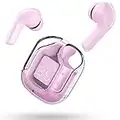 ACEFAST Wireless Headphones, Bluetooth Earbuds ENC Noise Cancelling Transparent Earphones in Ear, HiFi Stereo Dual Microphone Mini Sport Ear Buds, LED Digital Display, Pink