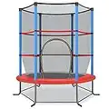 COSTWAY Trampolino Elastico per Bambini in Acciaio, Tappeto Elastico Bambini da Esterno e da Interno, con Rete e Cusicnetti Antiscivolo (Blu)