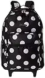 Rockland Double Handle Rolling Backpack, Black Dot, 17-inch, Double Handle Rolling Backpack