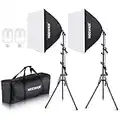 NEEWER 700W Equivalent Softbox Lighting Kit, 2Pack UL Certified 5700K LED Lighting Bulbs, 24x24 inches Softboxes with E26 Socket, Photography Continuous Lighting Kit Photo Studio Equipment