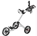 Caddytek Quad Pliage Chariot de Golf 3 Roues Super Deluxe et avec Le Sac d'entreposage, Silver