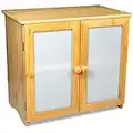 Large Bamboo Bread Box with Frosted Doors and Adjustable or removable Shelf. Double Layer Bread Storage, Rustic Farmhouse Style Bread Bin, Bread box for kitchen countertop, Bread holder. (self-assembly)