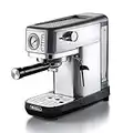 Ariete 1381 Espresso Slim Metal, Máquina de Café con Manómetro, Compatible con Café en Polvo y Vainas ESE, 1300 W, Capacidad 1,1 L, 15 Bar de Presión, Filtro ½ Tazas, Dispositivo Cappuccino