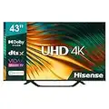 Hisense 43" UHD 4K 43A67H, Smart TV VIDAA 5.0, HDR10+ Decoding, Dolby Vision, VA, Controlli vocali Alexa, Tuner DVB-T2/S2 HEVC 10, lativù 4K