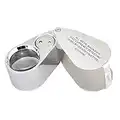 iKKEGOL 40X 25mm All Metal Magnifier Jeweler LED UV Lens Jewelery Loupe Magnifier (LED Currency Detecting/Jewelry Identifying Type)