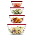 JoyJolt Kitchen Mixing Bowls. 8pc Glass Bowls with Lids Set – Neat Nesting Bowls. Large Mixing Bowl Set Batter Bowl, Cooking Bowls, Storage Bowls with Lids and Big Salad Bowl with BPA-Free Lids