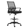 Vinsetto Fauteuil de Bureau Chaise de Bureau Assise Haute réglable dim. 64L x 59l x 104-124H cm Tabouret de Bureau pivotant 360° Maille Respirante Noir