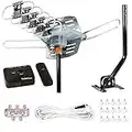 Five Star HDTV Antenna Digital Outdoor Antenna,150 Miles Range, 360 Degree Rotation Wireless Remote-Snap-On Installation Support 5 TVs, with Installation kit and Mounting Pole