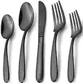 40-Piece Thickened Black Silverware Set for 8 Food-Grade Flatware Set Black Utensils Set Cutlery Set for Home Kitchen Restaurant Hotel,Dishwasher Safe