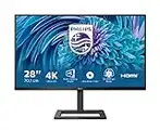 Philips 288E2UAE - 28 Inch 4K UHD Monitor, 60Hz, 4ms, IPS, Speakers, Height Adjust, USB Hub (3840 x 2160, 300 cd/m², HDMI / DP / USB 3.2)