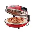 Electric Pizza Oven Energy Efficient with Stone Base 1200w Glass Window 12 inch 31cm with Pizza Paddles 2 Year Warranty by Cooks Professional (Pizza Oven, Red)