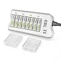 EBL Upgraded 8 Bays AA AAA Battery Charger with USB Ports and 8 Counts 2800mAh AA Batteries, Rechargeable Batteries and Charger Set