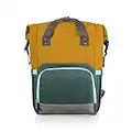 ONIVA - a Picnic Time brand - OTG Roll-Top Cooler Backpack - Hiking Backpack Cooler - Soft Cooler Bag, (Mustard Yellow with Gray & Blue Accents)