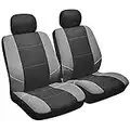 Sakura Merton SS3633 - Set di Coprisedili e Copri Poggiatesta per Sedili Anteriori Auto, Universale, Bordi Elasticizzati, Compatibile con Airbag Laterale, Lavabile in Lavatrice, Nero/Grigio