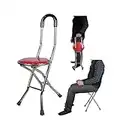 NREXH Drive Medical Canne-siège Tabouret pour Personnes âgées Walker Tabouret Pliant léger en Canne Quadruple