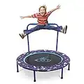 Trampolín para niños, para interior y exterior, plegable, con pasamanos, diseño lindo, cama elástica para niños y niñas a partir de 3-6 años, diámetro de 97 cm, carga hasta 50 kg (B)