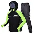 SJASD Traje De Lluvia Portátil Impermeable para Hombre Y Mujer, Chaqueta De Lluvia para Moto Impermeable De Alta Visibilidad para Viajes Familiares, Camping, Senderismo, Pesca,Verde,L