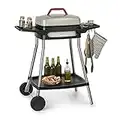 Klarstein Gatsby Gril électrique sur pied Gril de table : 2000 W, EasyGrill Concept, surface de gril: 40 x 36 cm/aluminium moulé sous pression/antiadhésif/couvercle, deux tables d'appoint, beige/noir