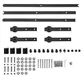 10 FT/304 cm Barn Door Hardware Kit, Sliding Hanging Door Kit for Double Door, Carbon Steel Slide Sliding Track Rail Hanger Roller Wood Cupboard Barn Door Hardware Closet Kit