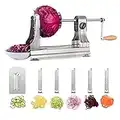 WellToBe 6-Blade Vegetable Spiralizer Spiral Slicer Veggie Pasta Spaghetti Maker for Healthy Low Carb/Paleo/Gluten - 304 Food Stainless Steel Body