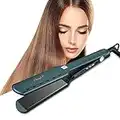 CkeyiN Ceramic Hair Straightening Flat Iron |44mm Plates| Professional Salon Model Hair Straightener | Includes Heat Protection Glove